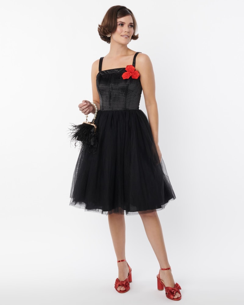 Unique Vintage Black Tulle Swing Dress Black